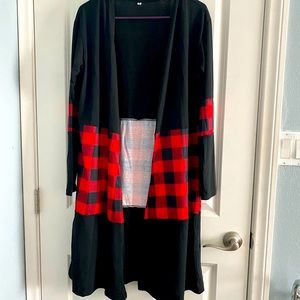 Black and Buffalo Plaid Cardigan